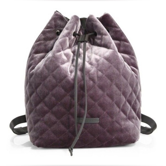 Brunello Cucinelli Handbags - Brunello Cucinelli Purple Velvet Grey Leather Backpack